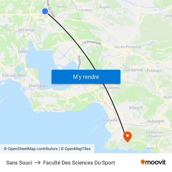 Sans Souci to Faculté Des Sciences Du Sport map