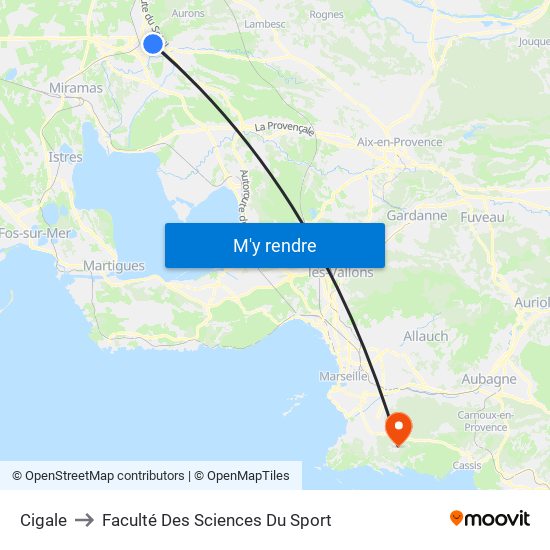 Cigale to Faculté Des Sciences Du Sport map