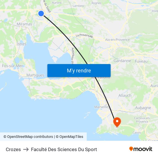 Crozes to Faculté Des Sciences Du Sport map