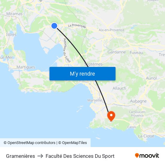 Gramenières to Faculté Des Sciences Du Sport map