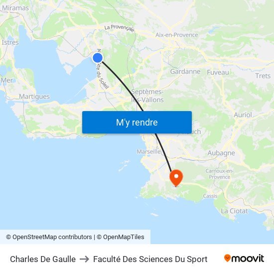 Charles De Gaulle to Faculté Des Sciences Du Sport map