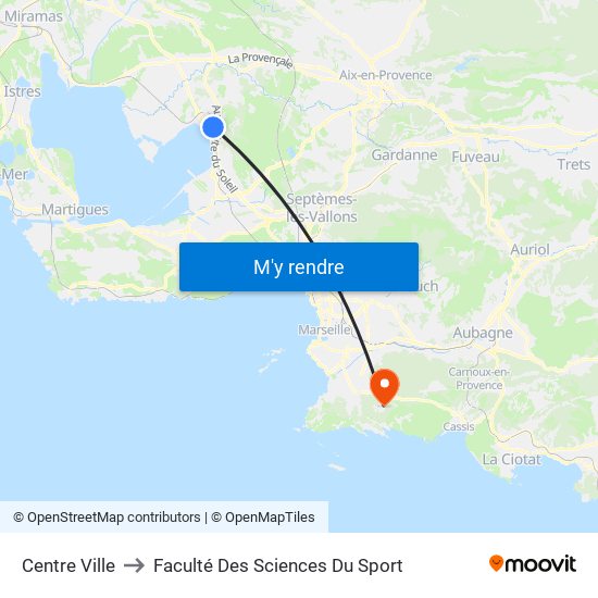 Centre Ville to Faculté Des Sciences Du Sport map