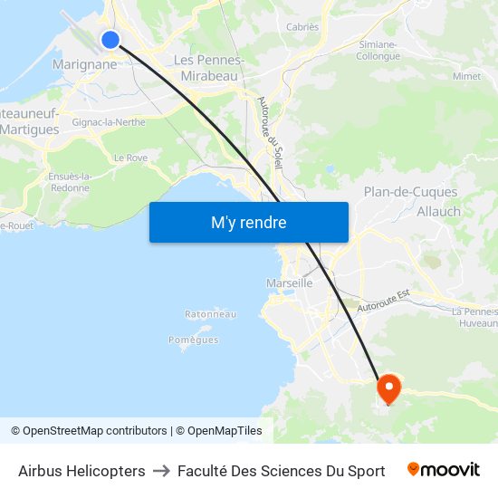 Airbus Helicopters to Faculté Des Sciences Du Sport map