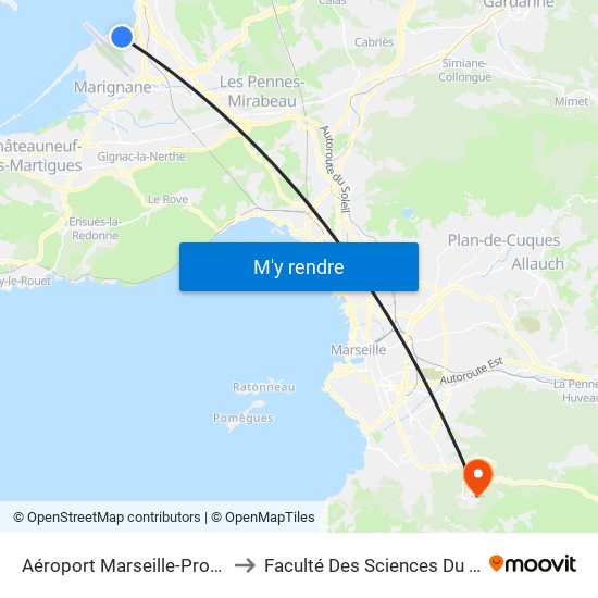 Aéroport Marseille-Provence to Faculté Des Sciences Du Sport map