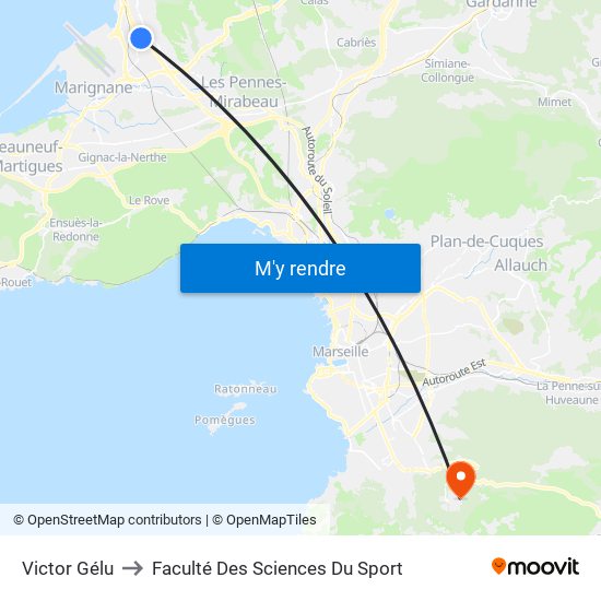 Victor Gélu to Faculté Des Sciences Du Sport map