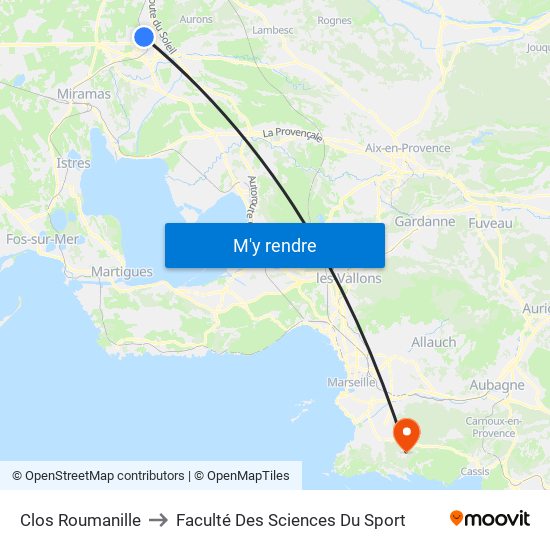 Clos Roumanille to Faculté Des Sciences Du Sport map