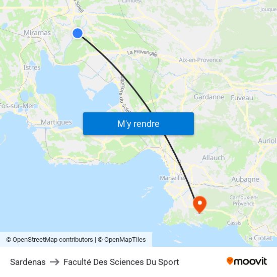 Sardenas to Faculté Des Sciences Du Sport map