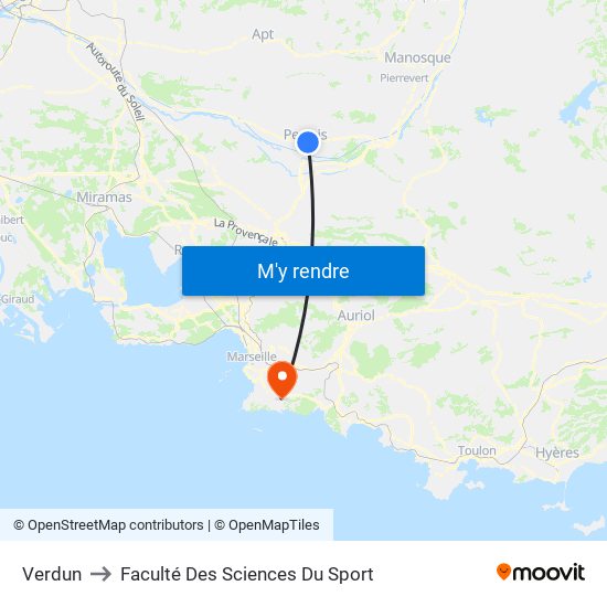 Verdun to Faculté Des Sciences Du Sport map