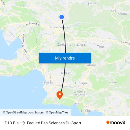 D13 Bis to Faculté Des Sciences Du Sport map