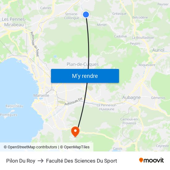 Pilon Du Roy to Faculté Des Sciences Du Sport map
