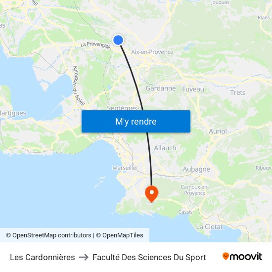 Les Cardonnières to Faculté Des Sciences Du Sport map