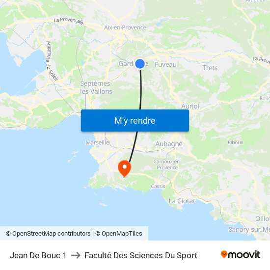 Jean De Bouc 1 to Faculté Des Sciences Du Sport map