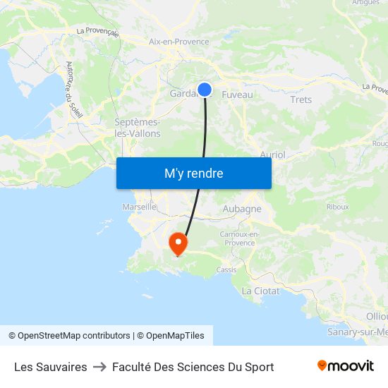 Les Sauvaires to Faculté Des Sciences Du Sport map
