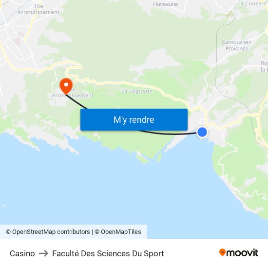 Casino to Faculté Des Sciences Du Sport map