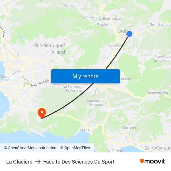 La Glacière to Faculté Des Sciences Du Sport map