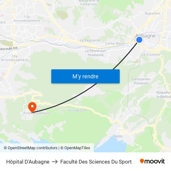 Hôpital D'Aubagne to Faculté Des Sciences Du Sport map