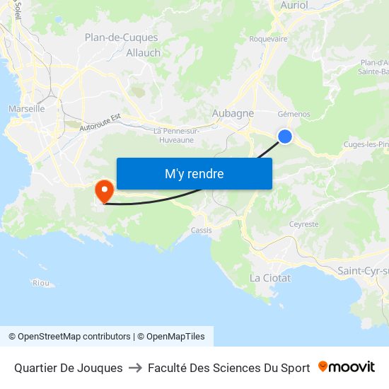 Quartier De Jouques to Faculté Des Sciences Du Sport map