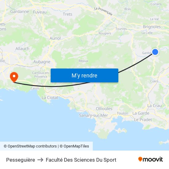 Pesseguière to Faculté Des Sciences Du Sport map