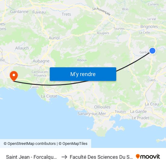 Saint Jean - Forcalqueiret to Faculté Des Sciences Du Sport map