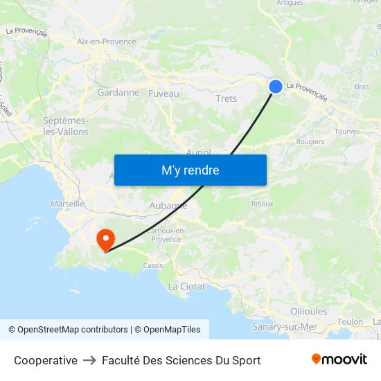 Cooperative to Faculté Des Sciences Du Sport map