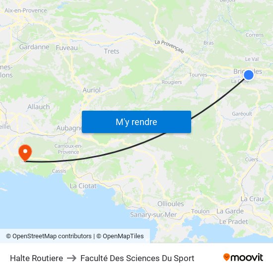 Halte Routiere to Faculté Des Sciences Du Sport map