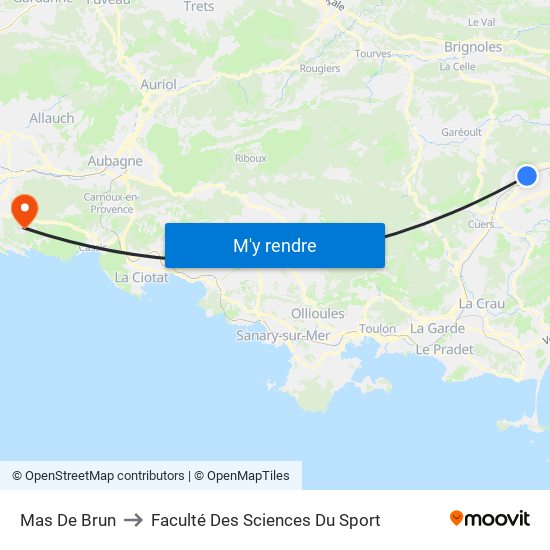 Mas De Brun to Faculté Des Sciences Du Sport map