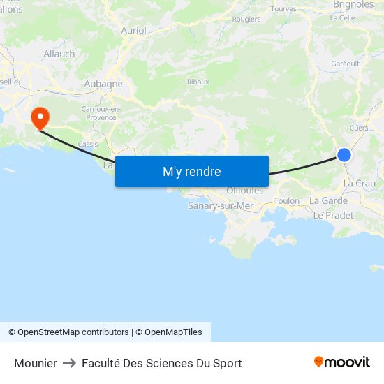 Mounier to Faculté Des Sciences Du Sport map