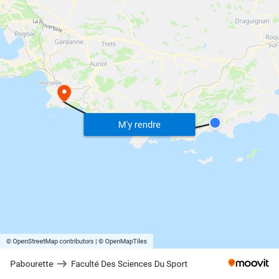 Pabourette to Faculté Des Sciences Du Sport map