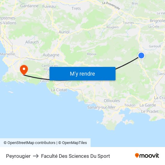 Peyrougier to Faculté Des Sciences Du Sport map