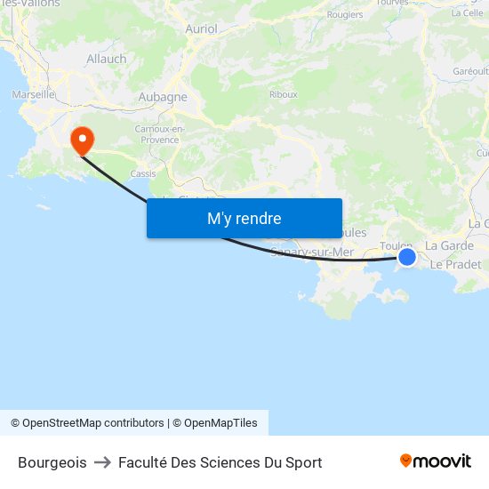 Bourgeois to Faculté Des Sciences Du Sport map