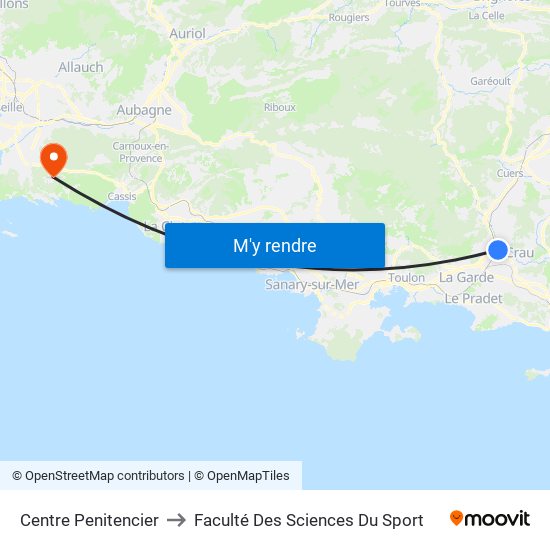 Centre Penitencier to Faculté Des Sciences Du Sport map