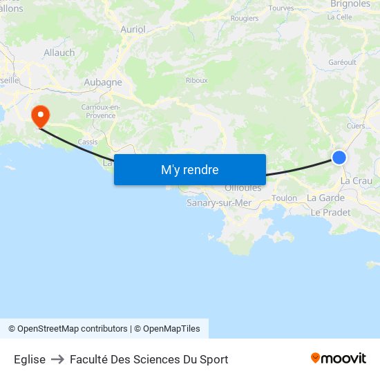 Eglise to Faculté Des Sciences Du Sport map