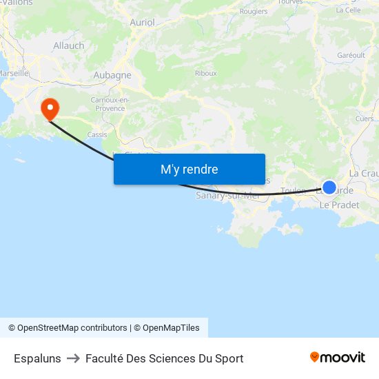 Espaluns to Faculté Des Sciences Du Sport map