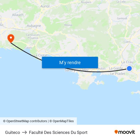 Guiteco to Faculté Des Sciences Du Sport map