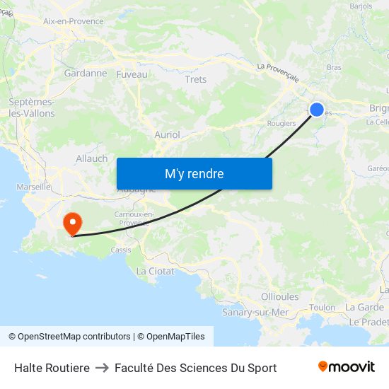 Halte Routiere to Faculté Des Sciences Du Sport map