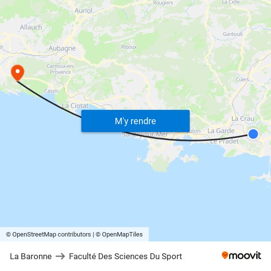 La Baronne to Faculté Des Sciences Du Sport map