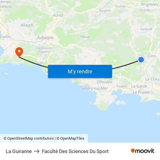 La Guiranne to Faculté Des Sciences Du Sport map