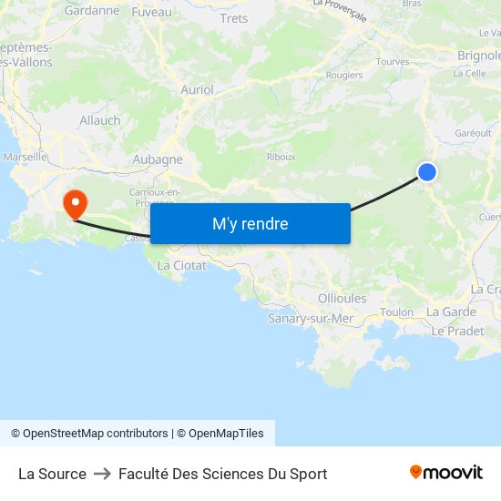 La Source to Faculté Des Sciences Du Sport map