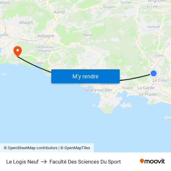 Le Logis Neuf to Faculté Des Sciences Du Sport map