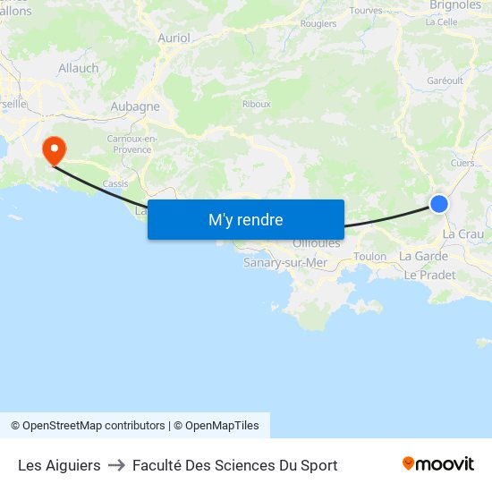 Les Aiguiers to Faculté Des Sciences Du Sport map