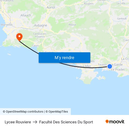 Lycee Rouviere to Faculté Des Sciences Du Sport map