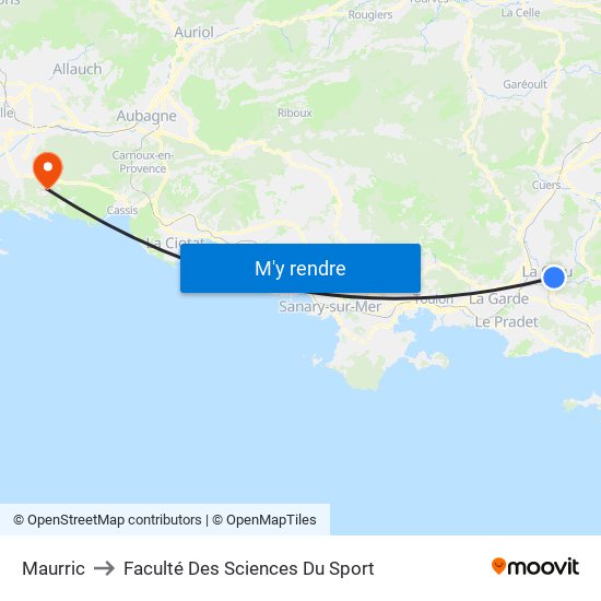 Maurric to Faculté Des Sciences Du Sport map