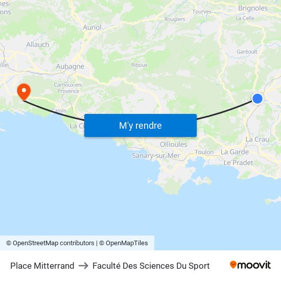 Place Mitterrand to Faculté Des Sciences Du Sport map