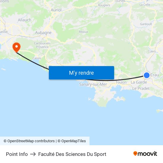 Point Info to Faculté Des Sciences Du Sport map