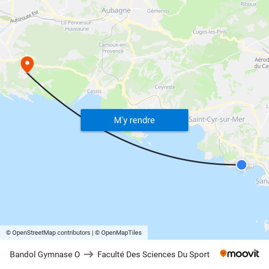 Bandol Gymnase O to Faculté Des Sciences Du Sport map