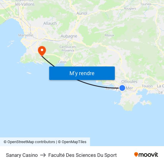 Sanary Casino to Faculté Des Sciences Du Sport map