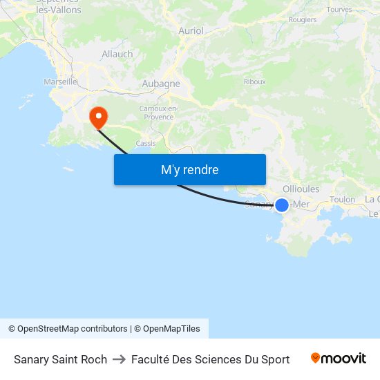 Sanary Saint Roch to Faculté Des Sciences Du Sport map