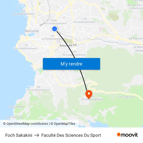Foch Sakakini to Faculté Des Sciences Du Sport map