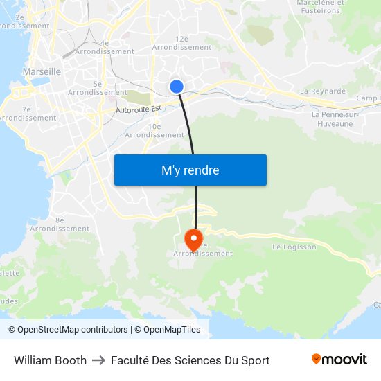William Booth to Faculté Des Sciences Du Sport map