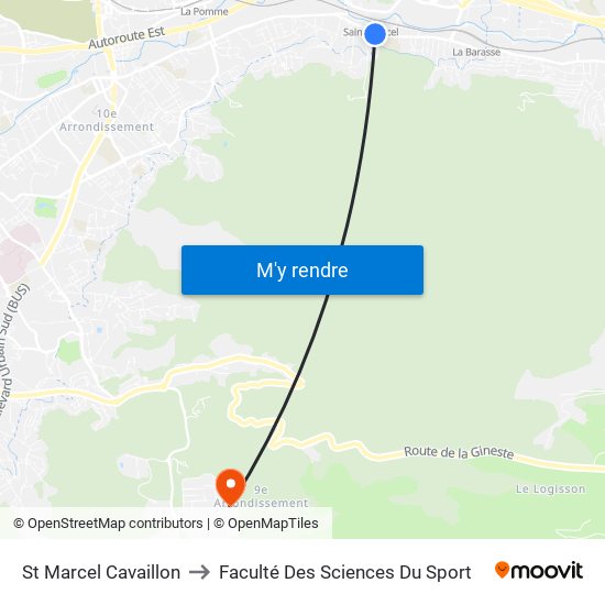 St Marcel Cavaillon to Faculté Des Sciences Du Sport map